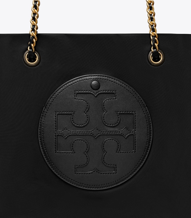 Tory Burch designer tote bags Ella Chain Tote in Black angle