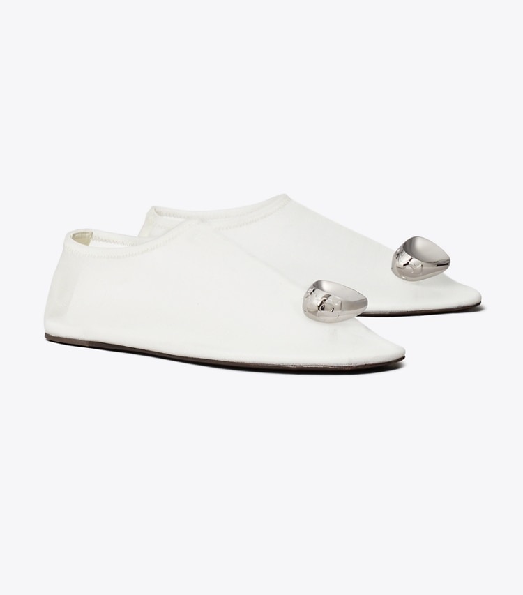 Tory Burch designer flats Patos Mesh Flat in CLEAR / SILVER angle