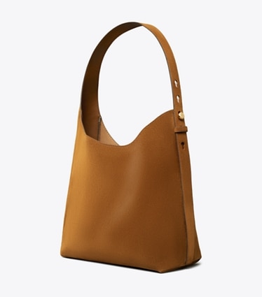 Tory Burch designer hobo bags Romy Suede Hobo Bag in Park Bench angle