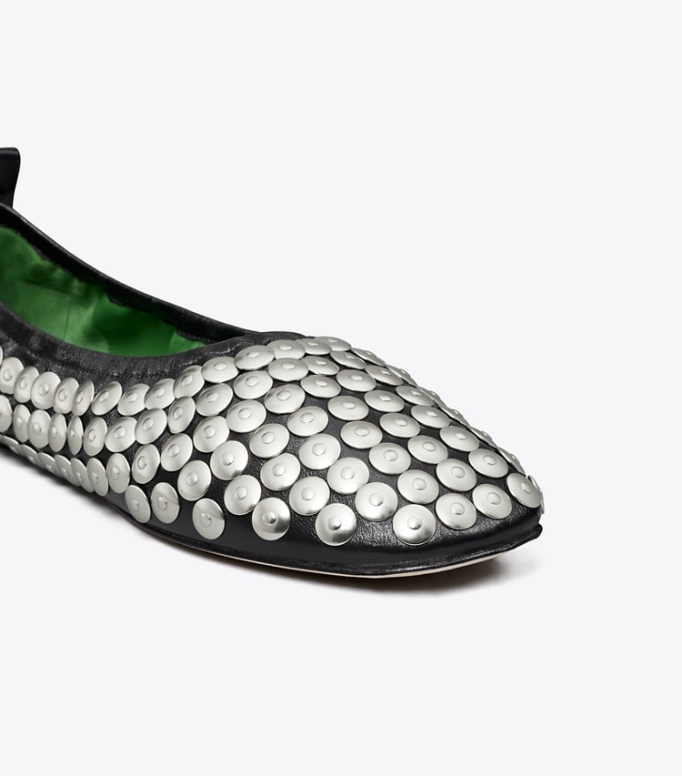 Tory Burch designer flats Studded Ballet in PERFECT BLACK detail